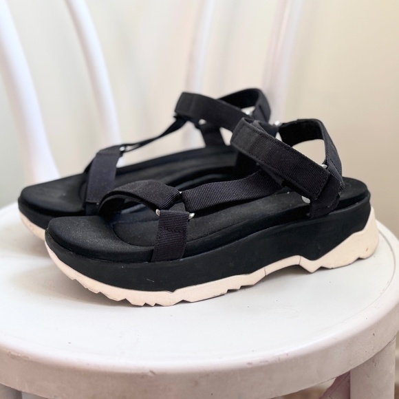 Platform Wedge Teva Sandals Shoes Black size 10 - Picture 3 of 5